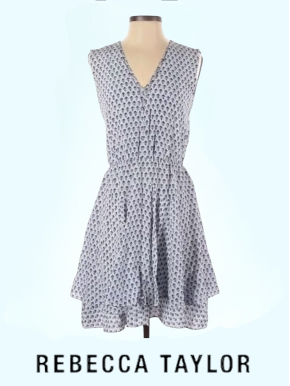 Rebecca Taylor • Silk Ditsy Tulip Print Mini Dress || Size 10